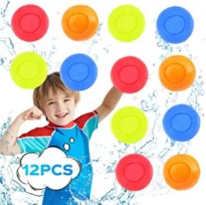 Photo 1 of 12 Pack Water Balloons Reusable Self Sealing Quick Fill Refillable Water Balls for Kids Water Bomb Splash Balls Toy Party Supplies for Summer Outdoor Pool Family Friends Birthday Pavers (12 Pack) )
