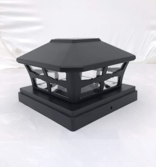 Photo 1 of 6 Pack Black Solar Post Cap Lights with 6x6 Base Adapters