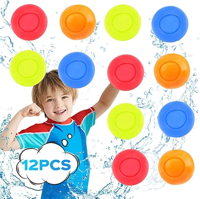 Photo 1 of 12 Pack Reusable Water Balloons Self Sealing Quick Fill,Refillable Water Balls for Kids,Water Bomb- Splash Balls Toy Party Supplies for Summer Outdoor Pool Family Friend Birthday Party Pavors (12pcs)
