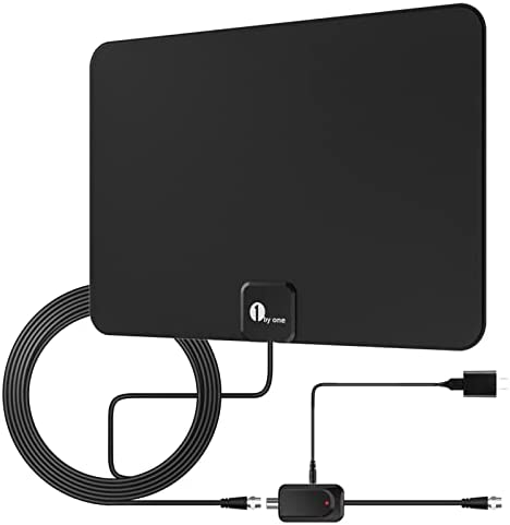 Photo 1 of 1byone Amplified HD Digital TV Antenna - Support 4K 1080p and All Older TV's - Indoor Smart Switch Amplifier Signal Booster - Coax HDTV Cable/AC Adapter