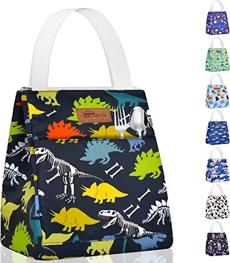 Photo 1 of Buringer HOMESPON Kids Cute Insulated Lunch Bag with Pocket Reusable Cooler Tote Box for School Work Picnic (Color dinosaurs)
