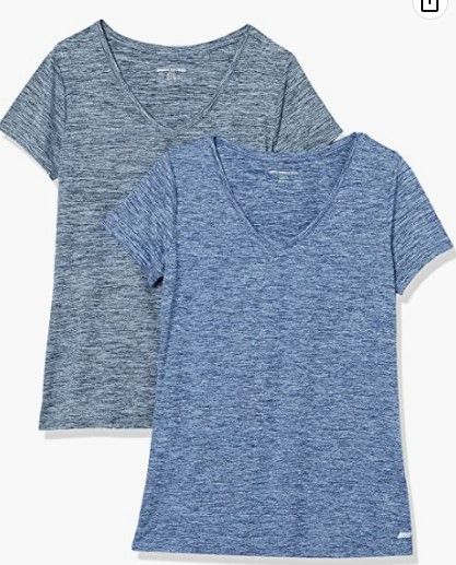 Photo 1 of Amazon Essentials Women's Tech Stretch Short-Sleeve V-Neck T-Shirt, Pack of 2/ XL
