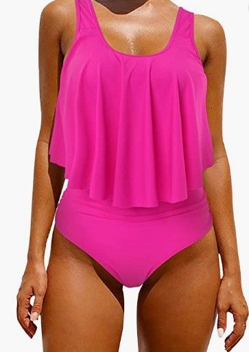 Photo 1 of  Women's Ruffle Bikini Swimsuit High Waisted Bottom size 3XL