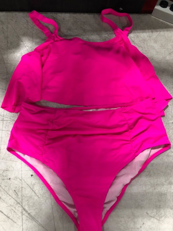 Photo 2 of  Women's Ruffle Bikini Swimsuit High Waisted Bottom size 3XL