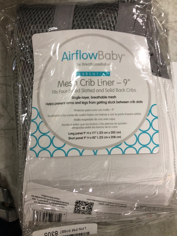 Photo 2 of BreathableBaby 10918 Mesh Crib Liner 9" Gray
