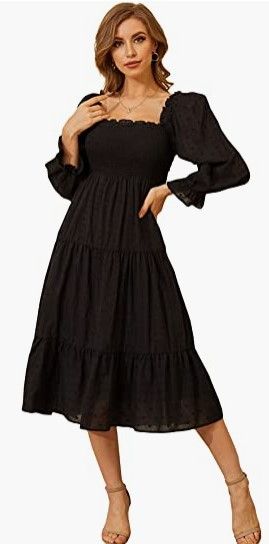 Photo 1 of  -Ruffled Puff Long Sleeve- Beach Party Casual Maxi Dress small