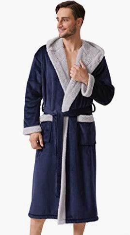 Photo 1 of  Men's Soft Fleece Plush Robe Full Length Long Bathrobe XL
