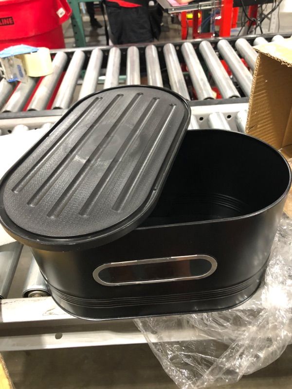 Photo 1 of (2 PACK) Mindful Design 2-in-1 Tall Modern Bread Box With Cutting Board Lid(Black)
