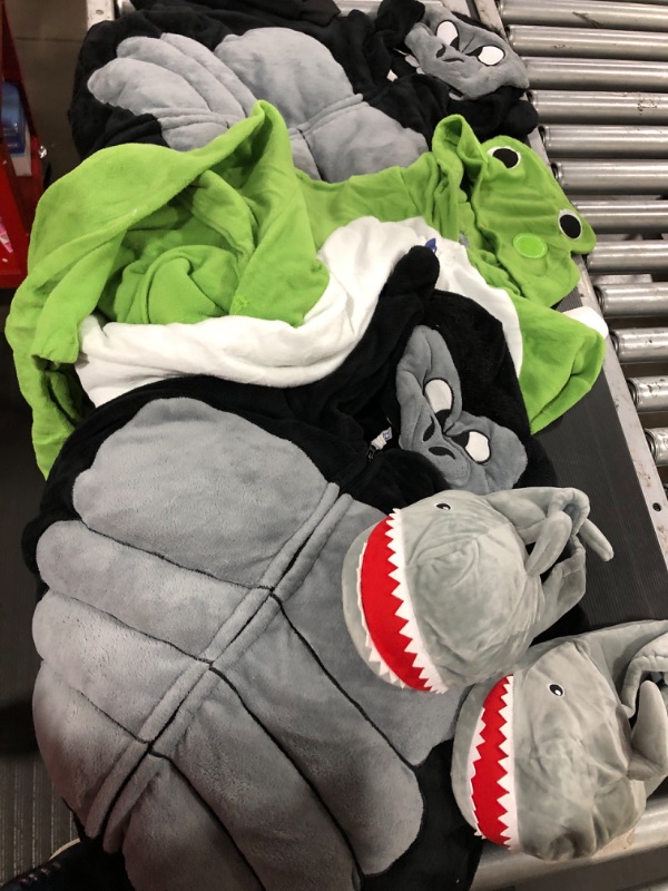 Photo 7 of (3 PACK) ADULT ONSIE BUNDLE WITH 1 PAIR SHARK SLIPPERS ALL SIZE XL (SHARK SLIPPERS XXL)