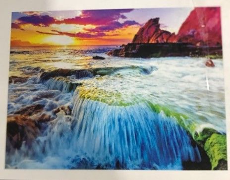 Photo 1 of Blend Makers Paint by Numbers for Adults - 16”x20” vivid waterfall sunset Includes Canvas, Brushes & Acrylic Paints
