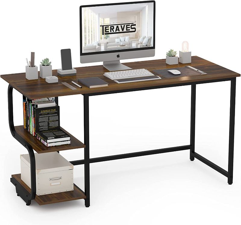 Photo 1 of Teraves Reversible Computer Desk for Small Spaces,Small Desk with Shelves,47 inch Gaming Desk Office Desk Bedroom Desk for Home Office
