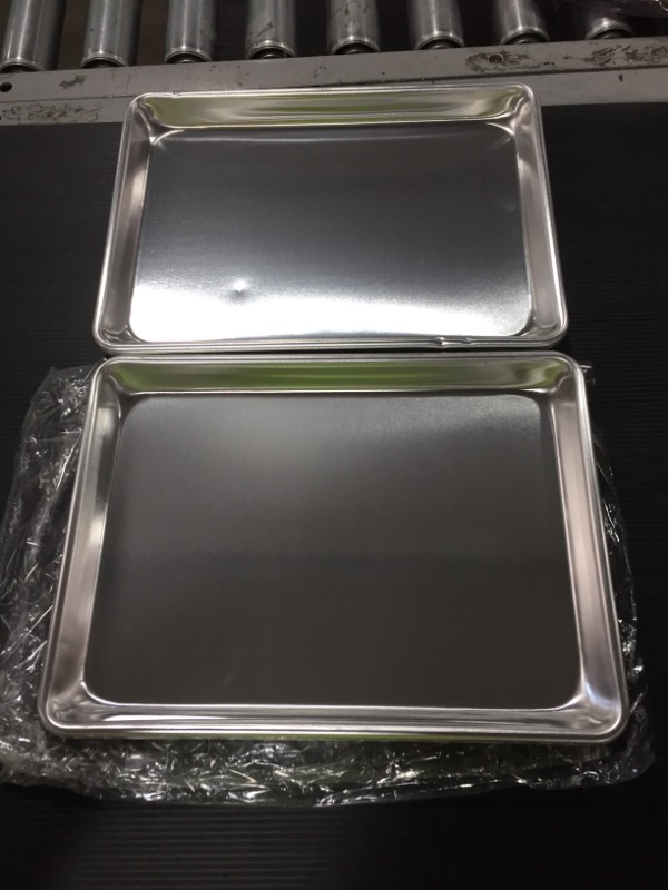 Photo 2 of Checkered Chef Baking Sheet Set - Set of 2 Large 13" x 9.5" Stainless Steel Quarter Pans for Baking and Cooking
