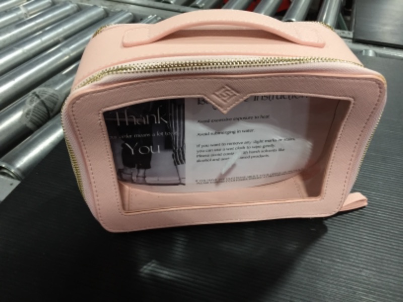 Photo 1 of Hiwoss Hanging Travel Toiletry Bag for Women, Waterproof Clear Makeup Cosmetic Bag Organizer for Travel, Travel Size Toiletries Accessories, Tea Rose Pink
