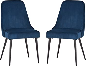 Photo 1 of Amazon Brand – Rivet Modern High-Back Padded Dining Chair, Set of 2, 19"W, Blue
