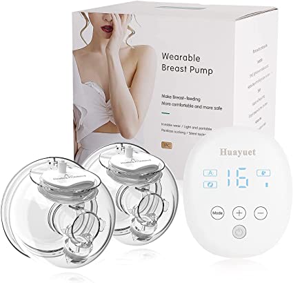 Photo 1 of Huayuet Wearable Breast Pump Hands Free Double Portable Breast Pumps 16 Levels Suction Breastfeeding Milk Collector Electric Breastpump|Wireless|Adjustable|Rechargeable|BPA Free Silicone Pump
