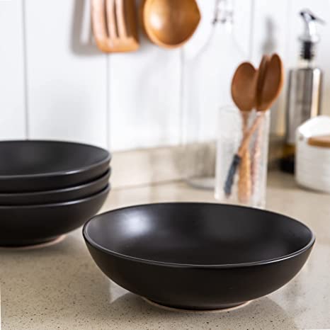 Photo 1 of AmorArc 42 Ounce Salad Pasta Bowls , 8.75'' Large Ceramic Bowls Set of 4 for Kitchen, Chip-resistant Serving Bowls,Wide and deep, Microwave and Dishwasher Safe, Matte Black
