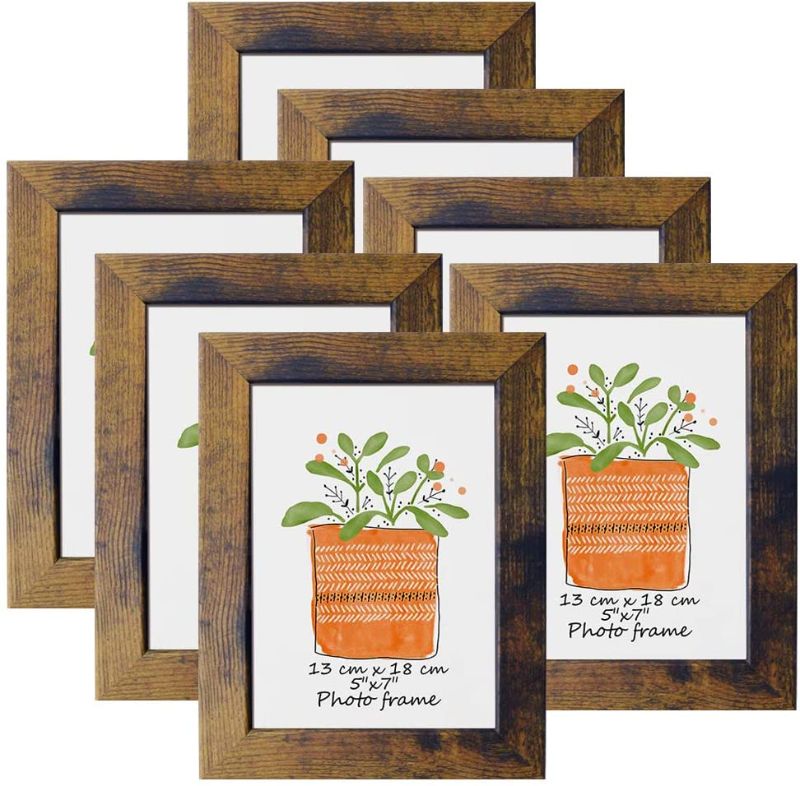 Photo 1 of 5x7 Frame Rustic Picture Frames Fits 5 by 7 Inch Photo Wall Tabletop Display, 7 Pack
