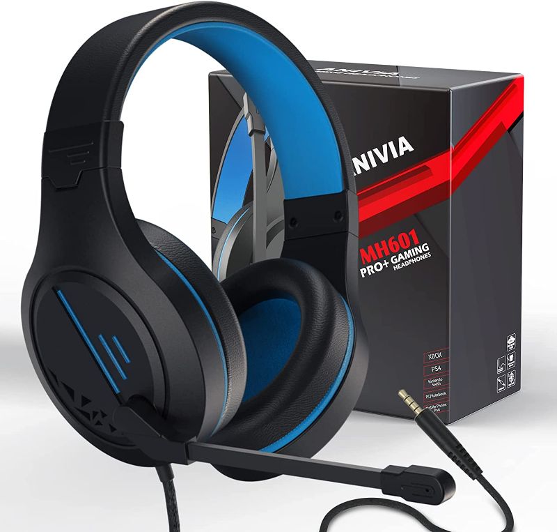 Photo 1 of Anivia MH601 Gaming Headset for PC PS5 PS4 Nintendo Xbox One Mac Laptop, Wired Stereo Over-Ear Headphones with Noise Cancelling Mic, Soft Memory Earmuffs for Adults & Kids
