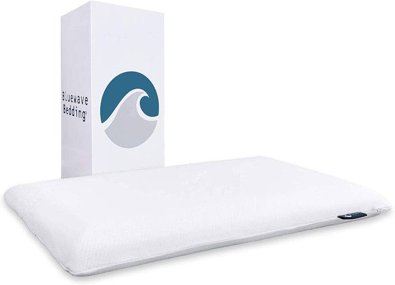Photo 1 of Bluewave Bedding Hyper Slim Gel Memory Foam Pillow for Stomach and Back Sleepers - Thin, Flat Design for Cervical Neck Alignment and Deeper Sleep (2.25-Inches Height, Standard Size)
