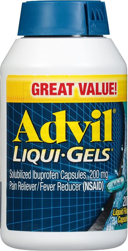 Photo 1 of Advil Liqui-Gels Pain Reliever and Fever Reducer, Pain Medicine for Adults with Ibuprofen 200mg for Headache, Backache, Menstrual Pain and Joint Pain Relief - 200 Liquid Filled Capsules(COULD NOT FIND EXPIRATION DATE)
