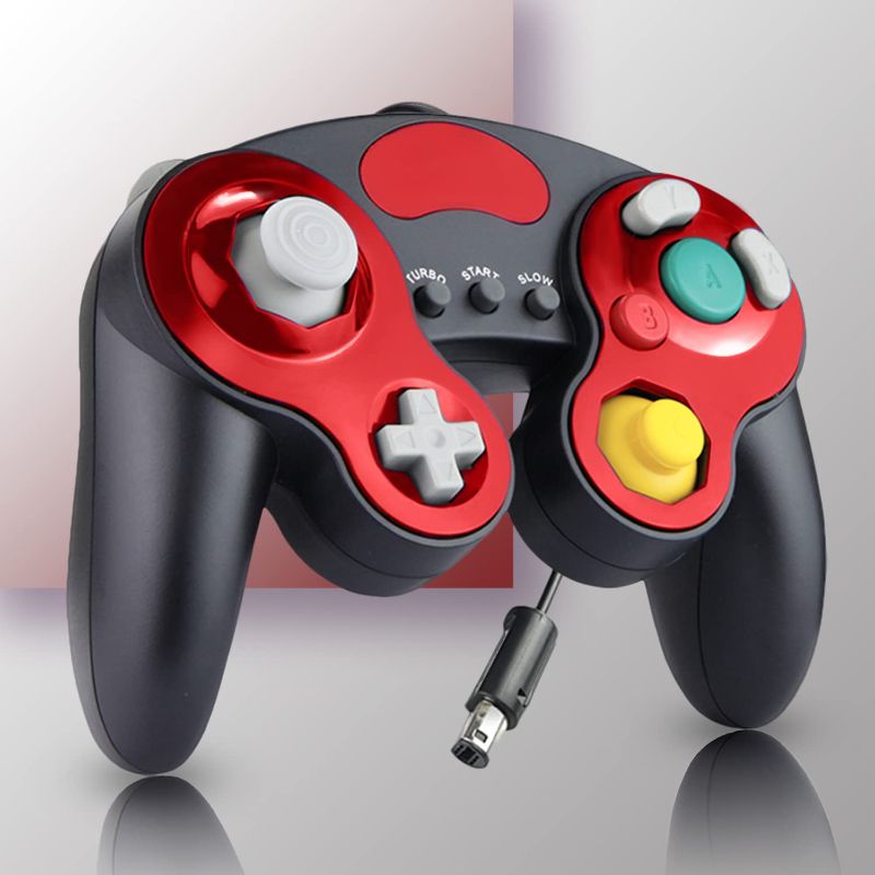 Photo 1 of ?Latest Upgraded?GameCube Controller, Classical Gamepad for Nintendo Switch GameCube/Wii U/Wii with HD Vibration, TURBO Function, 1.8m Cable and Dual 360° Joysticks (Black-Red)
