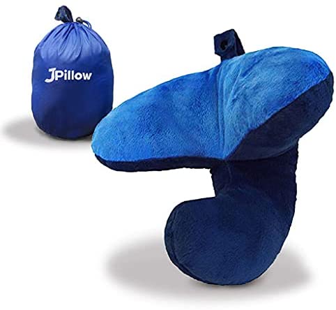 Photo 1 of (Blue) J-Pillow Chin Supporting Travel Pillow - 2020 Version - British Invention of The Year Winner - Supports Your Head, Neck & Chin (Blue)
