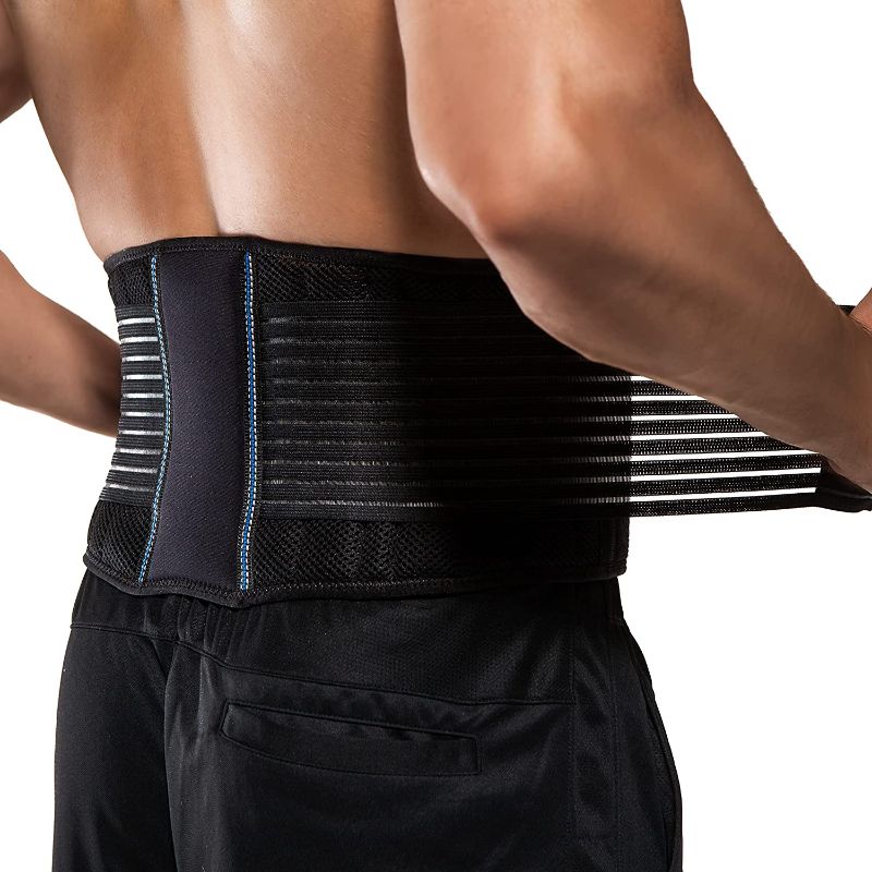 Photo 1 of Back Brace by BraceUP for Men and Women - Breathable Waist Lumbar Lower Back Support Belt for Sciatica, Herniated Disc, Scoliosis Back Pain Relief, Heavy lifting, with Dual Adjustable Straps (L/XL)