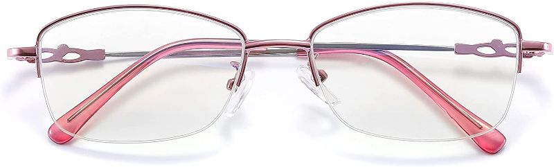 Photo 1 of Alsenor Progressive Multifocus Computer Reading Glasses Blue Light Blocking Reader Glasses Frame for Men and Women (Pink, 2.5)