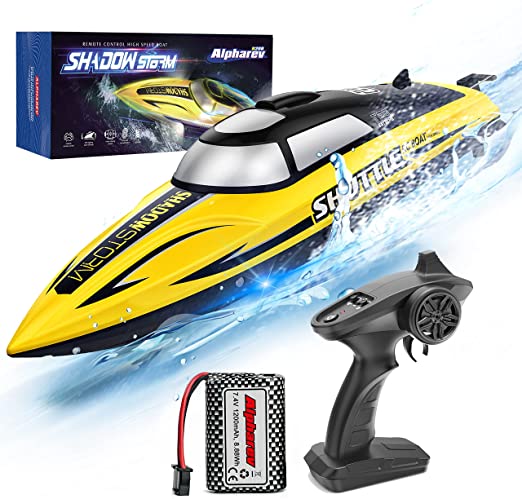 Photo 1 of RC Boat-AlphaRev R208 20+ MPH Remote Control Boat with LED Light for Pools and Lakes,2.4 GHZ RC Boats for Adults and Kids
