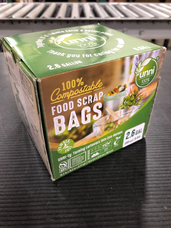 Photo 2 of (6 PACK) UNNI 100% Compostable Bags, 2.6 Gallon, 9.84 Liter, 100 Count, Extra Thick 0.71 Mil, Samll Kitchen Food Scrap Waste Bags, ASTM D6400, US BPI and Europe OK Compost Home Certified, San Francisco
