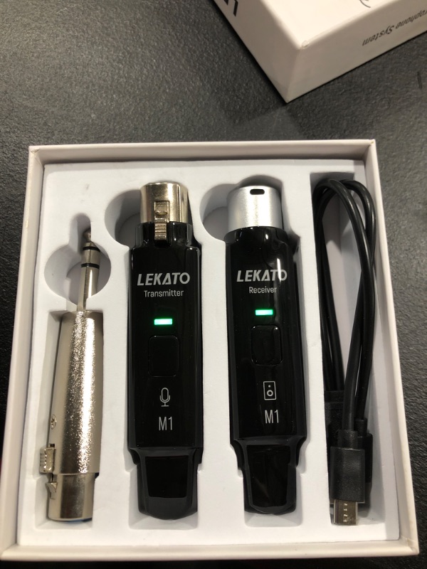 Photo 2 of LEKATO XLR Microphone Wireless System 2.4GHz XLR Transmitter and Receiver for Dynamic Microphone, Audio Mixer, PA System Rechargeable Wireless XLR Transmitter Receiver Wireless Microphone Adapter
