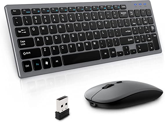 Photo 1 of Wireless Keyboard and Mouse Combo, EDJO Rechargeable 2.4GHz Ultra-Thin Computer Keyboard and Optical Mouse for Desktop/PC/Laptop/Notebook(Grey)
