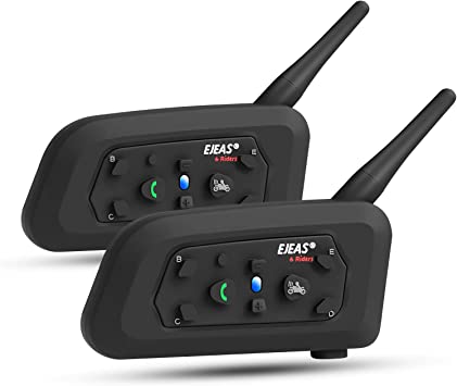 Photo 1 of EJEAS V6 Pro Motorcycle Helmet Bluetooth Intercom Headset 1200M 2 People Full Duplex Wireless Motorbike Interphone Connect Up to 6 Riders for Motorcycling Skiing and Climbing (2 Pack)
