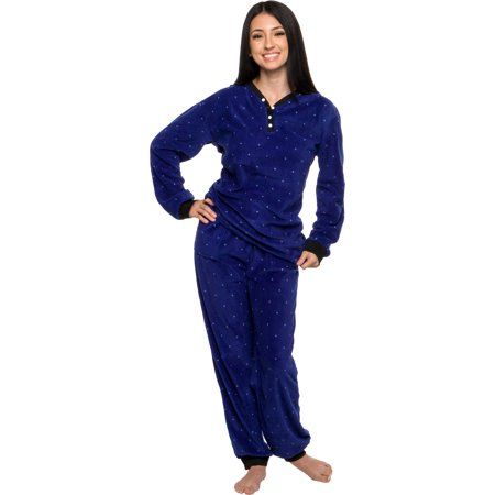 Photo 1 of Silver Lilly Women Two-Piece Polka Dot Pajama Set - Soft & Comfy Holiday Jammies Blue - Medium
