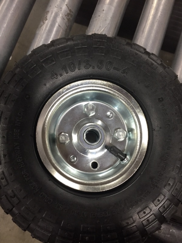 Photo 2 of 2-Pack 4.10/3.50-4" Flat Free Rubber Tire Hand Truck / All Purpose Utility Tires on Wheels 5/8" Bearing Hole
