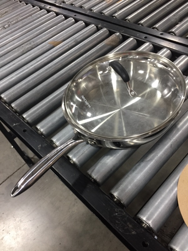 Photo 2 of AVACRAFT 18/10 12 Inch Stainless Steel Frying Pan with Lid, Side Spouts, Induction Pan, Versatile Stainless Steel Skillet, Fry Pan in our Pots and Pans, Cooking Pan (Tri-Ply Stainless Steel, 12 Inch)
