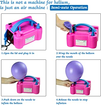 Photo 1 of  Electric Balloon Pump Set, Balloon Inflator Blower with Happy Birthday Party Balloons, Portable Dual Nozzle 110V 600W