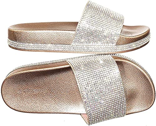 Photo 1 of Forever Link Viste-07 Rhinestone Glitter Slide Slip On Flatform Footbed Sandal Slippers
6.5 