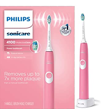 Photo 1 of Philips Sonicare ProtectiveClean 4100 Rechargeable Electric Power Toothbrush, Pink, HX6815/01
