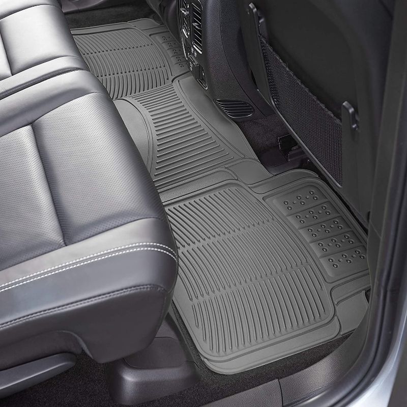 Photo 1 of Amazon Basics 3-Piece Flexible Rubber Car Floor Mat, Gray
