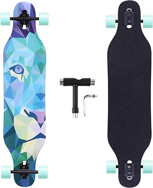 Photo 1 of BOCIN 41 inch Freeride Longboard Drop Through Skateboard 8 Ply Canadian Maple Complete Cruiser for Cruising, Carving, Free-Style and Downhill
