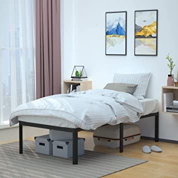 Photo 1 of Amazon Basics Heavy Duty Non-Slip Bed Frame with Steel Slats, Easy Assembly - 18"H, (Twin)
