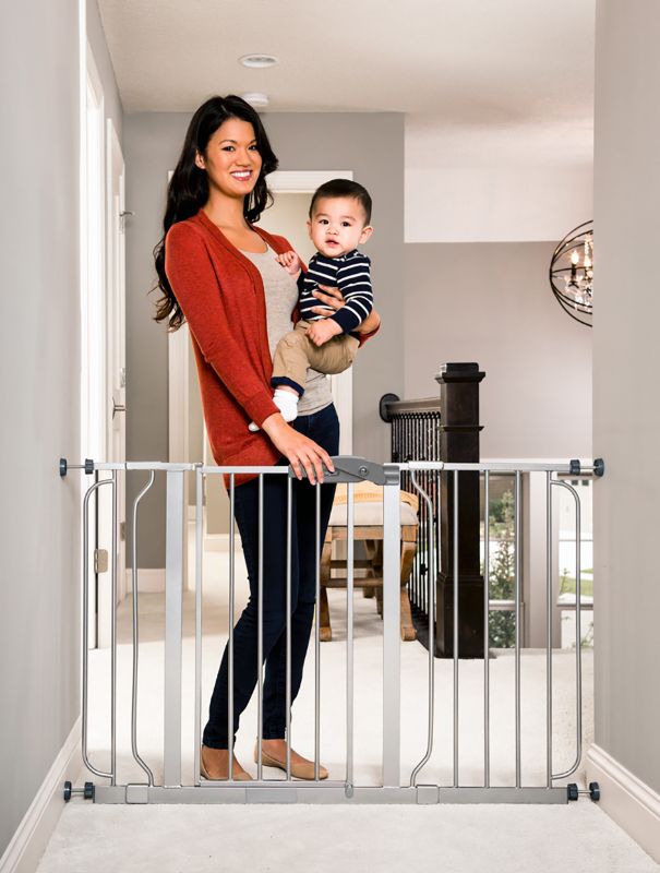 Photo 1 of Regalo Safety Gates White - Platinum Extra-Wide Easy Step Walk-Through Metal Safety Gate
