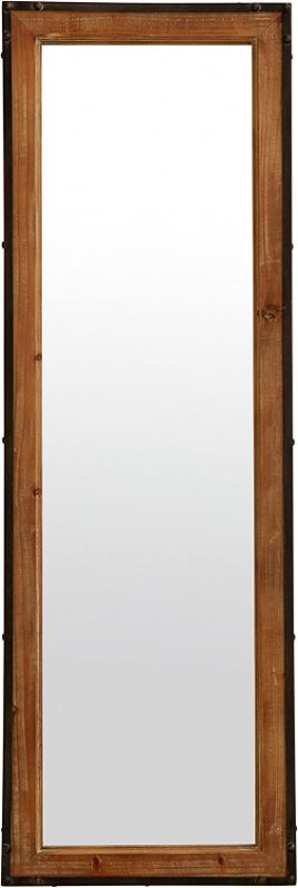 Photo 1 of Amazon Brand – Stone & Beam Wood and Iron Hanging Wall Mirror, 42.25" Height, Natural Wood and Black
