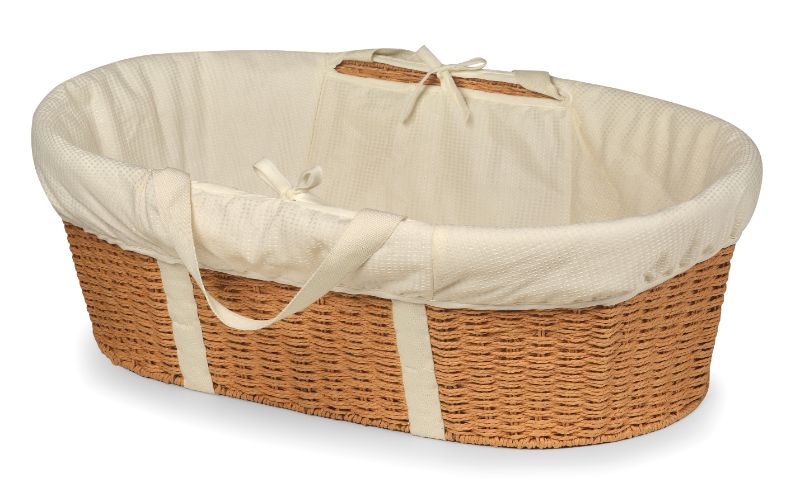 Photo 1 of Badger Basket Wicker-Look Baby Moses Basket in Natural
