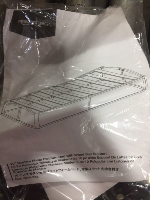 Photo 3 of Amazon Basics 10" Modern Metal Platform Bed with Wood Slat Support - Mattress Foundation - No Box Spring Needed, Twin
