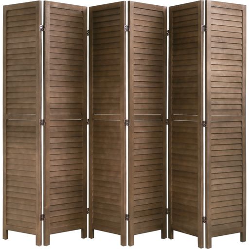 Photo 1 of 6 Panel Wood Room Divider 5.75 Ft Tall Privacy Wall Divider Folding Wood Screen 68.9" X 15.75" Each Panel for Home Office Bedroom Restaurant ?Brown
