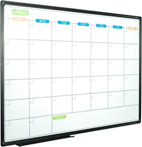 Photo 1 of JILoffice Dry Erase Calendar Whiteboard - Magnetic White Board Calendar Monthly 36 X 24 Inch, Black Aluminum Frame Wall Mounted Board for Office Home and School
