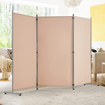 Photo 1 of 3 Panel Office Room Divider, 6 Ft Tall Folding Privacy Screen Room Divider, Freestanding Partition Wall Dividers for Office,Bedroom(Beige)
