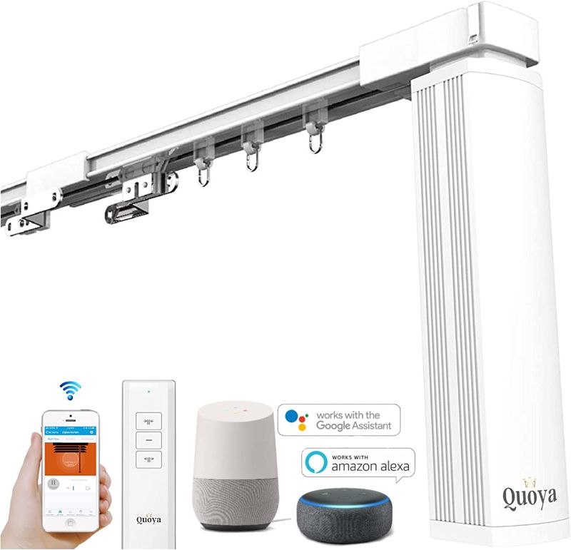 Photo 1 of Quoya Smart Curtains System, Electric Curtain Track with Automated Rail?Motorized and Adjustable Tracks/Rod/Pole (up to 5 metres / 196 inches)? WiFi Motor Compatible with Alexa